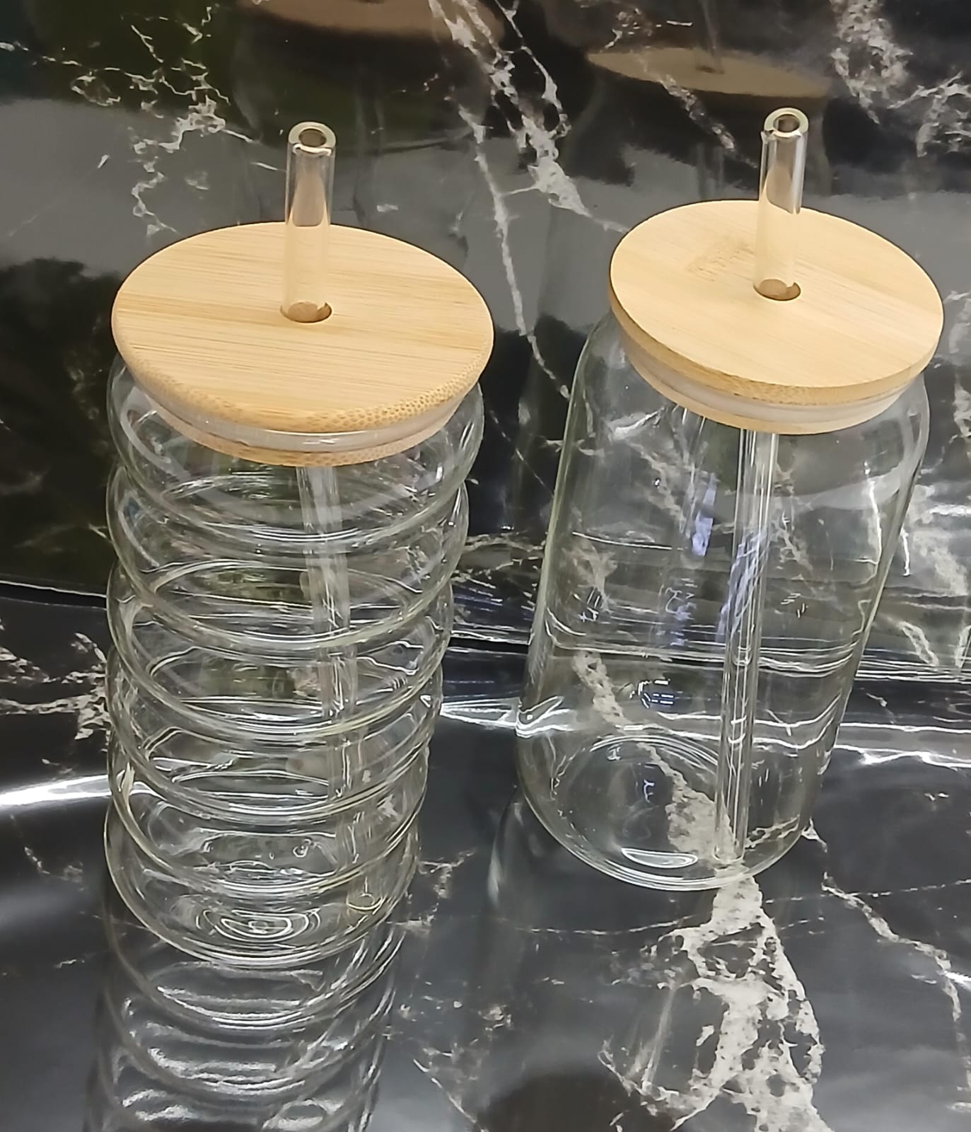 600ml Glass Smoothie Jar with Bamboo Lid & Reusable Straw