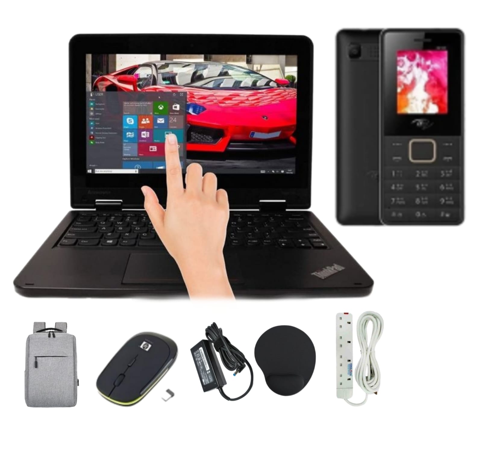 Lenovo 8GB RAM 128GB SSD ThinkPad Yoga 11e Laptop X360 Touchscreen Webcam Bluetooth, HDMI WIFI Windows 11 PRO Activated, Office & Basic Software Free Phone + Bag + Wireless Mouse + Charger + Mouse