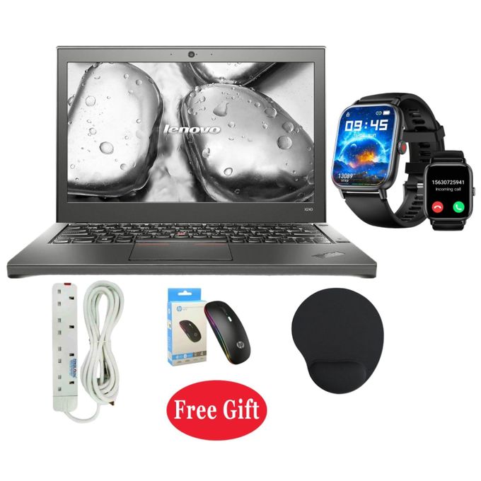 Lenovo 8GB RAM, 256GB SSD, Renewed Laptops ThinkPad X240 Intel Core I5, Windows 11 PRO Activated, Office & Basic Software + Free smart Watch+ Charger + Wireless Mouse + Mouse Pad + Free Extension.