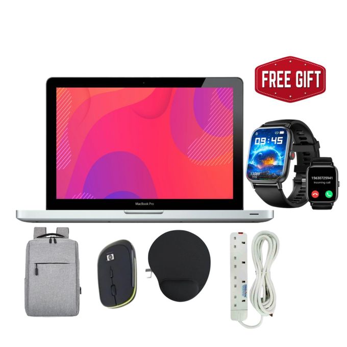 Apple Laptops Refurbished MacBook Pro 13" Laptop Core I5 8GB RAM, 1TB HDD 2.5GHz, MacBook Operating System , Office Installed, Free Smart Watch,  Bag + Charger + Wireless Mouse + Mouse Pad + Extension