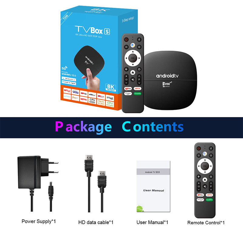 TV98 ATV TV Box Android 13.0 Set Top Box Home Theater Smart Allwinner H313 Bluetooth 2.4G/5G Dual WIFI 8K H.265 Quad Core