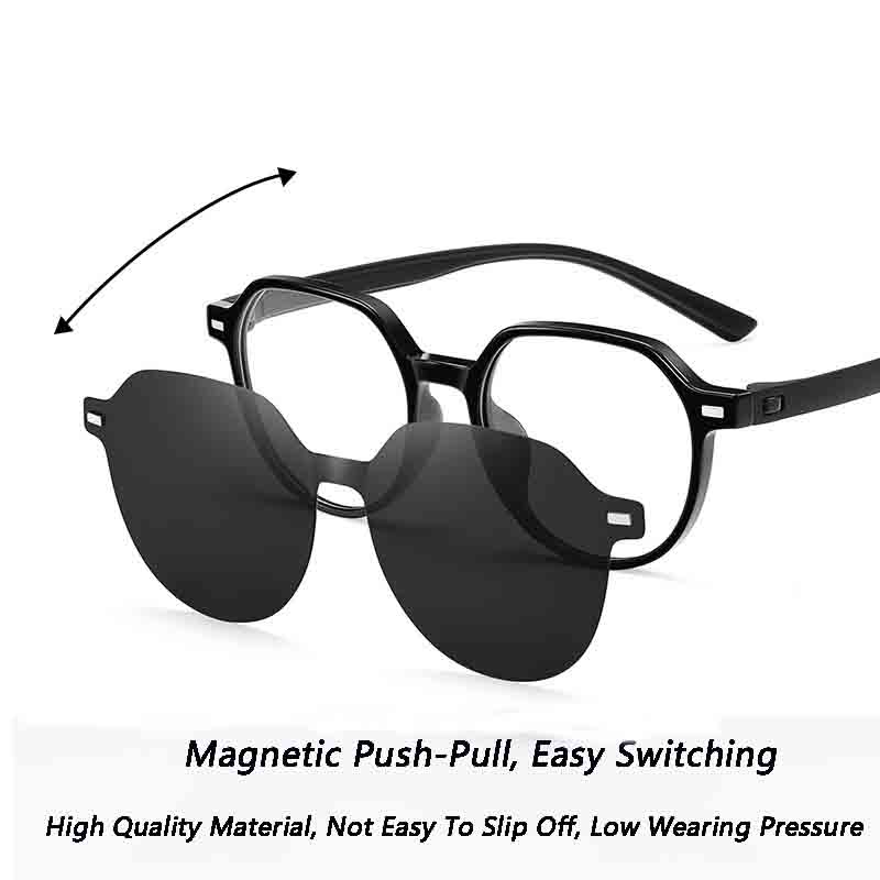 New Polarized Sunglasses For Driving 2 In 1 Magnetic Suction Clip Lens Glasses Frame Men Women Myopia Sunshade Eyeglasses Uv400