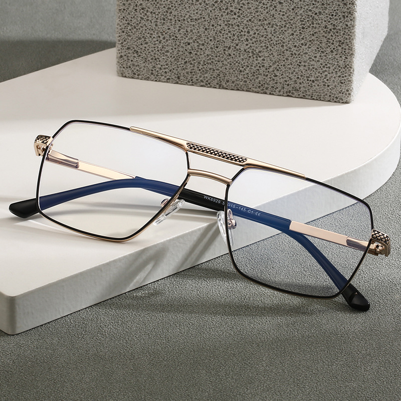 2026 New Double Bridge Glasses Frame Men Business Metal Eyeglasses Ultralight Eyewear Anti Blue Light Classic Retro Spectacles
