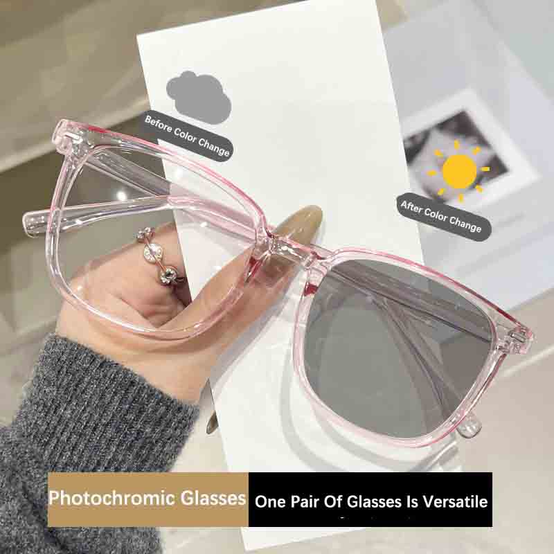 Photochromic Square Sunglasses Rectangle Fashion Women Men Shades Sun Glasses for Female Male Traveling eyewear Plain Glasses