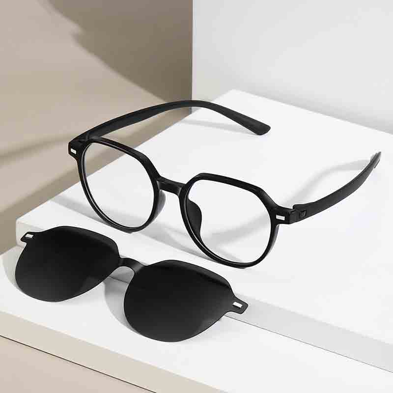 New Polarized Sunglasses For Driving 2 In 1 Magnetic Suction Clip Lens Glasses Frame Men Women Myopia Sunshade Eyeglasses Uv400