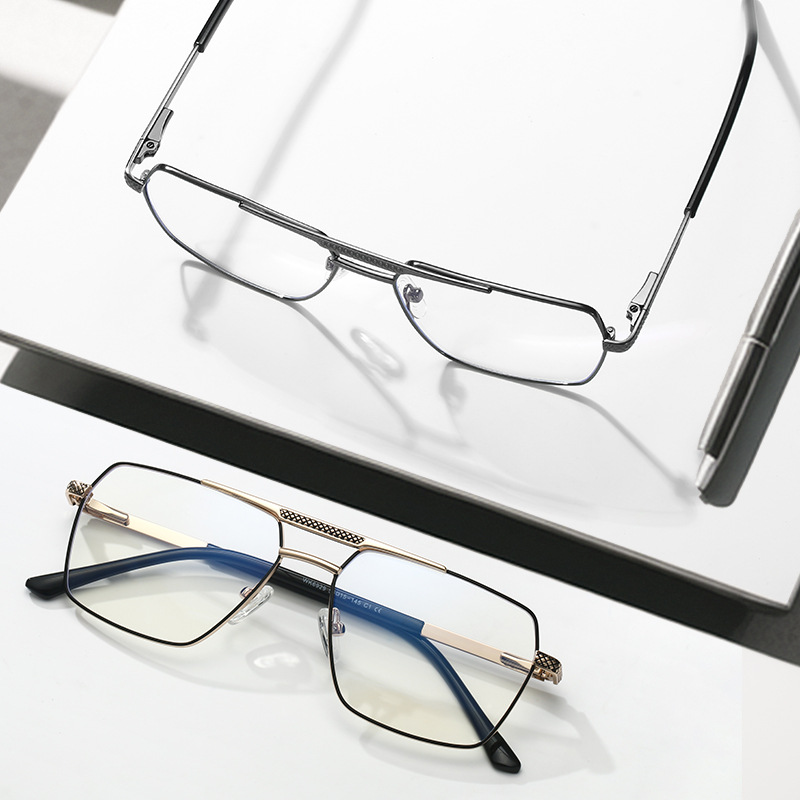 2026 New Double Bridge Glasses Frame Men Business Metal Eyeglasses Ultralight Eyewear Anti Blue Light Classic Retro Spectacles