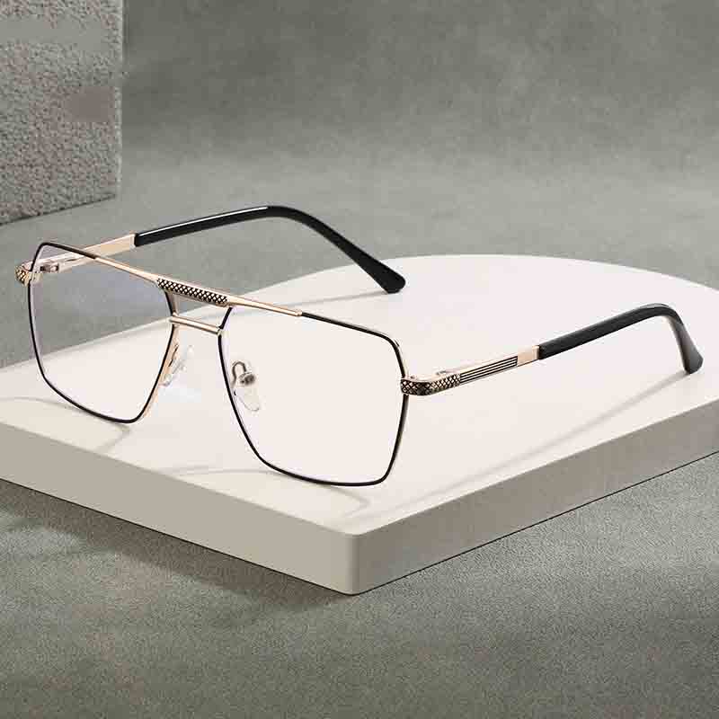 2026 New Double Bridge Glasses Frame Men Business Metal Eyeglasses Ultralight Eyewear Anti Blue Light Classic Retro Spectacles