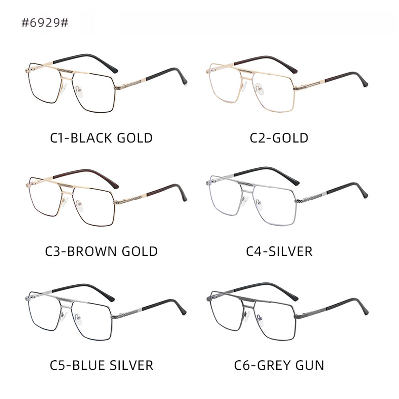 2026 New Double Bridge Glasses Frame Men Business Metal Eyeglasses Ultralight Eyewear Anti Blue Light Classic Retro Spectacles