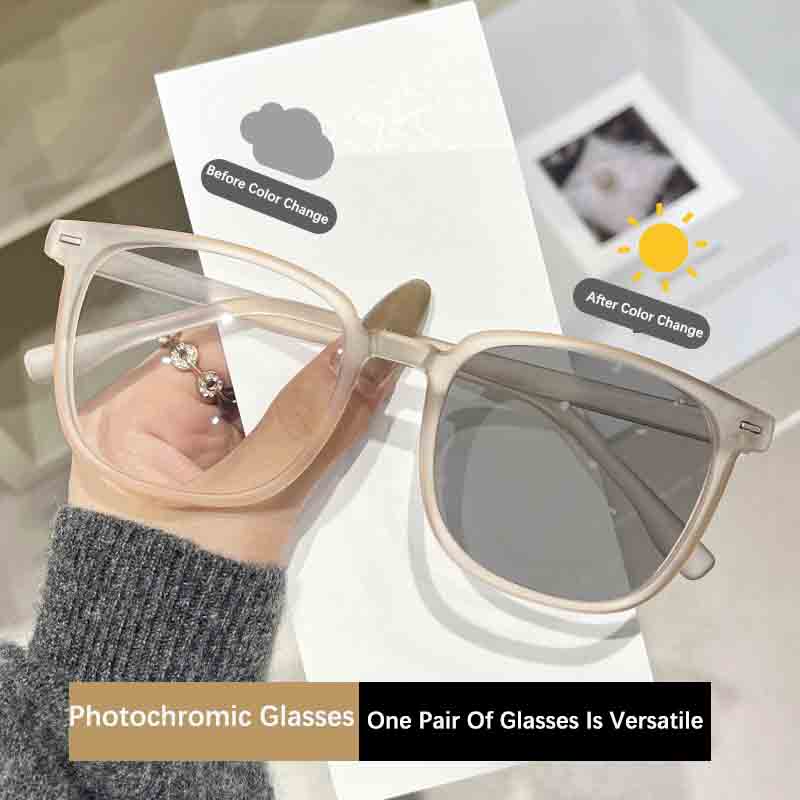 Photochromic Square Sunglasses Rectangle Fashion Women Men Shades Sun Glasses for Female Male Traveling eyewear Plain Glasses