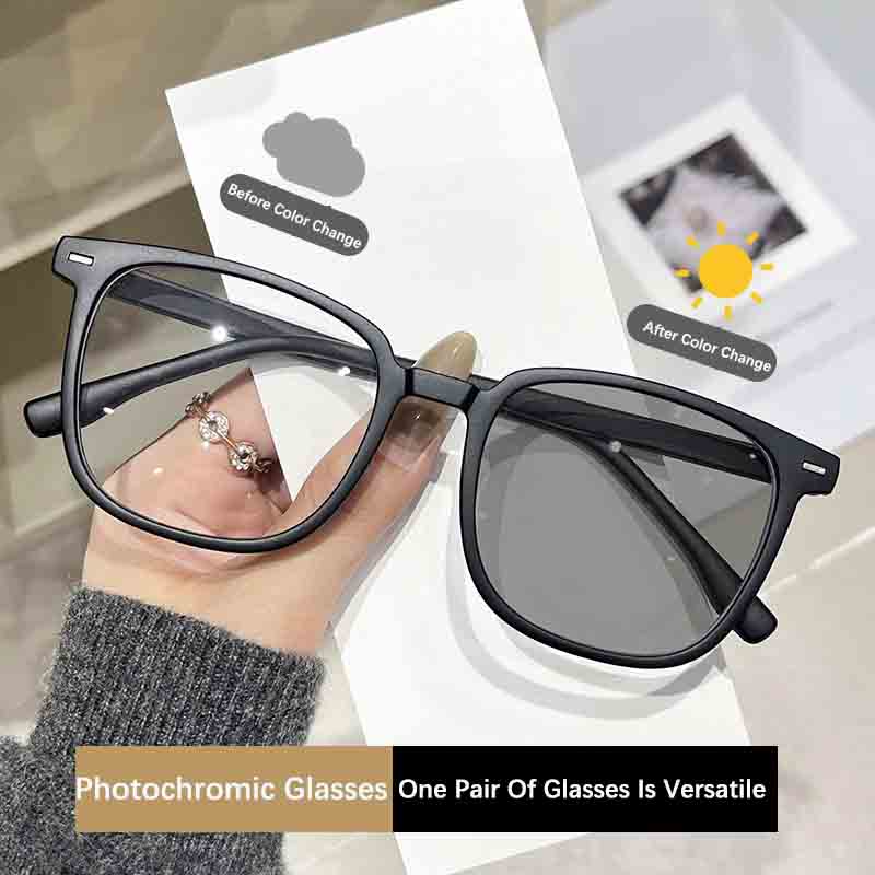 Photochromic Square Sunglasses Rectangle Fashion Women Men Shades Sun Glasses for Female Male Traveling eyewear Plain Glasses