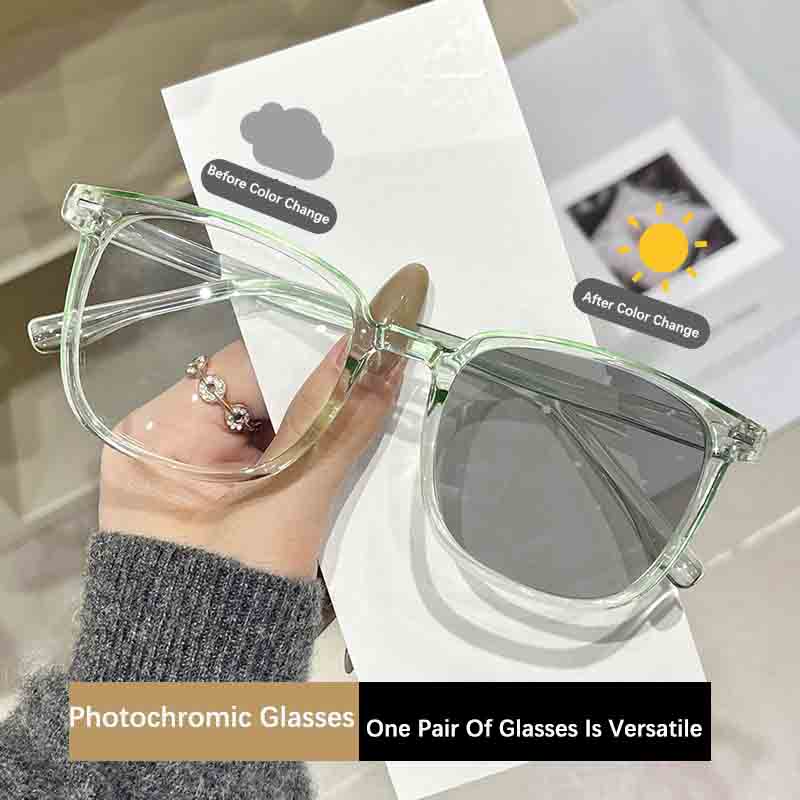 Photochromic Square Sunglasses Rectangle Fashion Women Men Shades Sun Glasses for Female Male Traveling eyewear Plain Glasses