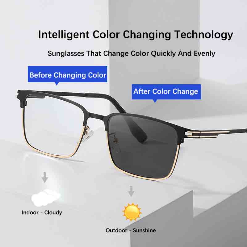2026 New Intelligent Photochromic Glasses Frame Men Unisex Outdoor Uv Sunglasses Eyewear Men Women Metal Half Frame Eyeglasses