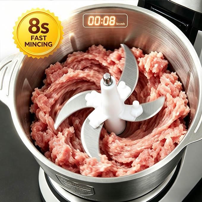 💫💫2L Electric Meat Grinder & Food Processor - 4 Sharp Stainless Steel Blades Multipurpose Chopper for Meat, Vegetables & Fruits - Silver🔥🔥Powerful 400W Motor】 Equipped with a high-speed motor for