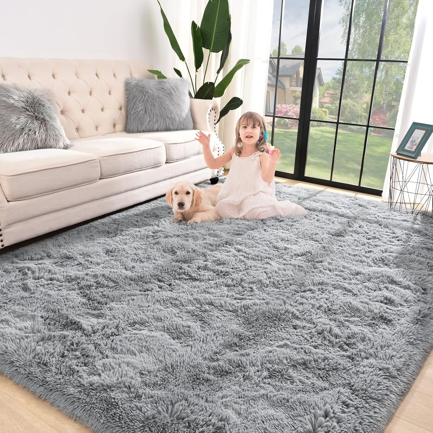 Soft Grey Fluffy Carpets Area Non-slip Rugs Floor Mat Size: 5*8
‼️woolen shag rug in cotton Fluffy material and a thick surface is the ideal carpet for your home that will give you value for your mon