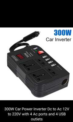 AVAILLABLE🔥🔥Portable Car Power Inverter Car Charging Adapter DC 12V To AC 220V 300W Converter 4USB Charger Outlet Socket Auto Accessories‼️‼️High Conversion Efficiency: The car inverter is energy sa