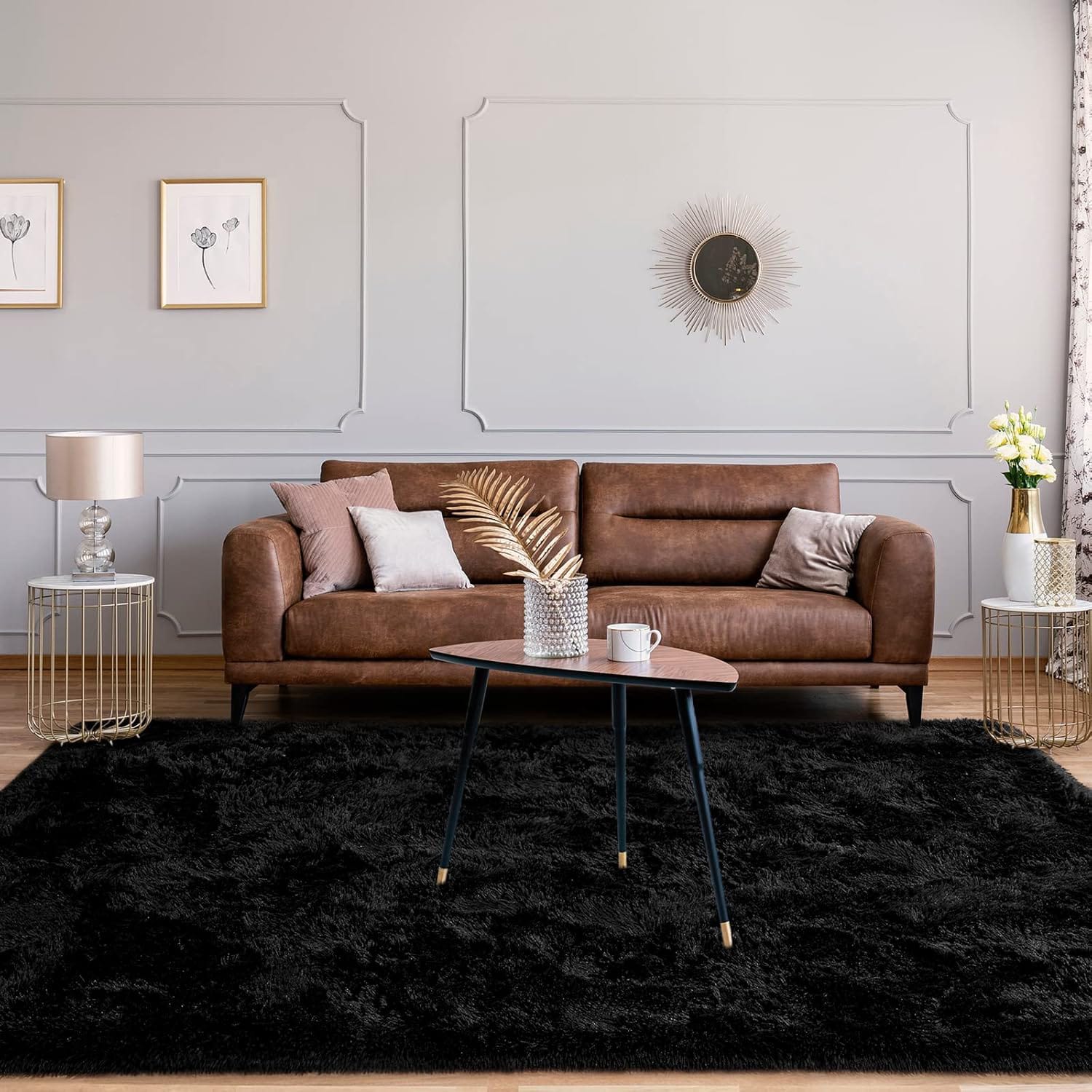 Soft Grey Fluffy Carpets Area Non-slip Rugs Floor Mat Size: 5*8
‼️woolen shag rug in cotton Fluffy material and a thick surface is the ideal carpet for your home that will give you value for your mon
