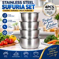 4-Piece Stainless Aluminum Cookware Set – Durable Sufurias Without Lids for Everyday Cooking (No Lids Included)