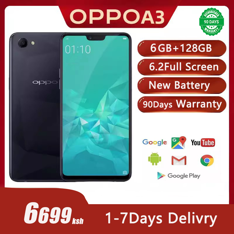 Refurbished Phones OPPO A3 128GB+6GB Ultra-wide Full Screen Eight cores Helio P60 CPU 3500mAh Andriod 10 16PM+8PM camera