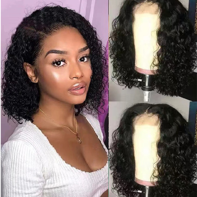 Female Black Short Curly Wigs Hair Women Wigs Small Wave Short Fluffy Synthetic Wig