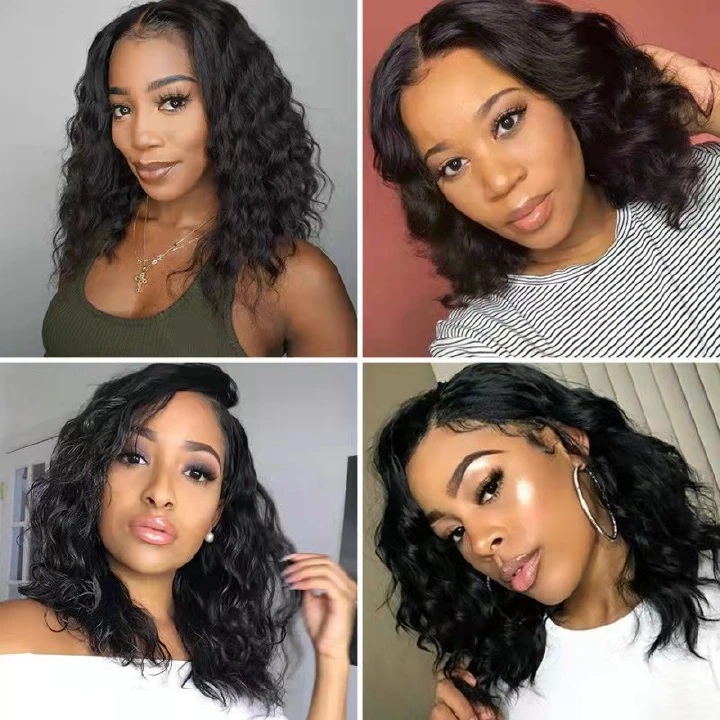 Female Black Short Curly Wigs Hair Women Wigs Small Wave Short Fluffy Synthetic Wig