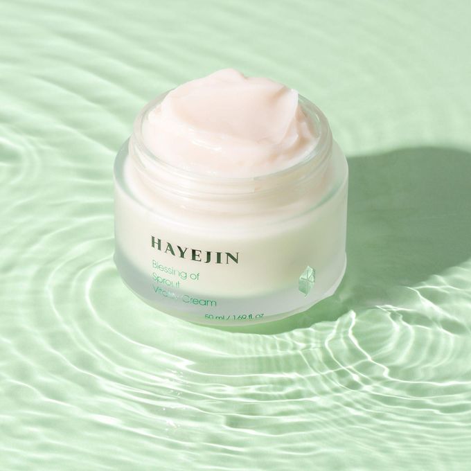 HAYEJIN Blessing of Sprout Vitality Cream. Moisturizes, Unifies skin tone, Soothes redness, irritation, Smooth wrinkles, Glows, Reduce discoloration, Brightens,