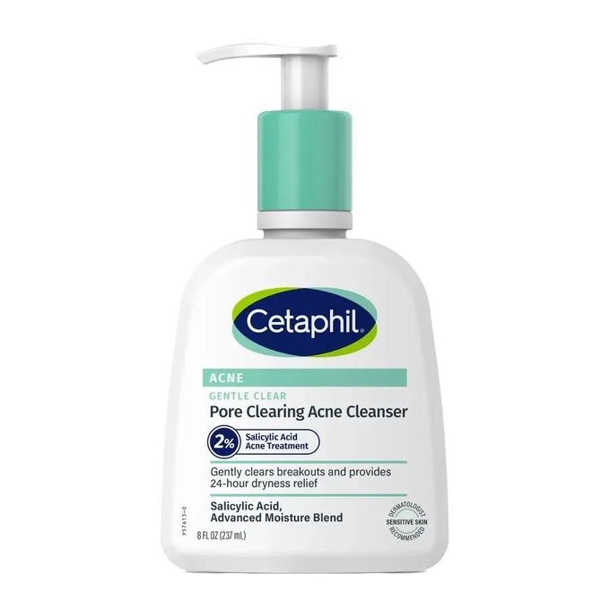 Cetaphil Gentle Clear Pore Clearing Acne Cleanser with 2% salicylic acid. Deeply cleanses, treats acne by gently exfoliating, reduce breakouts, blemishes & blackheads, improve skin tone & texture.