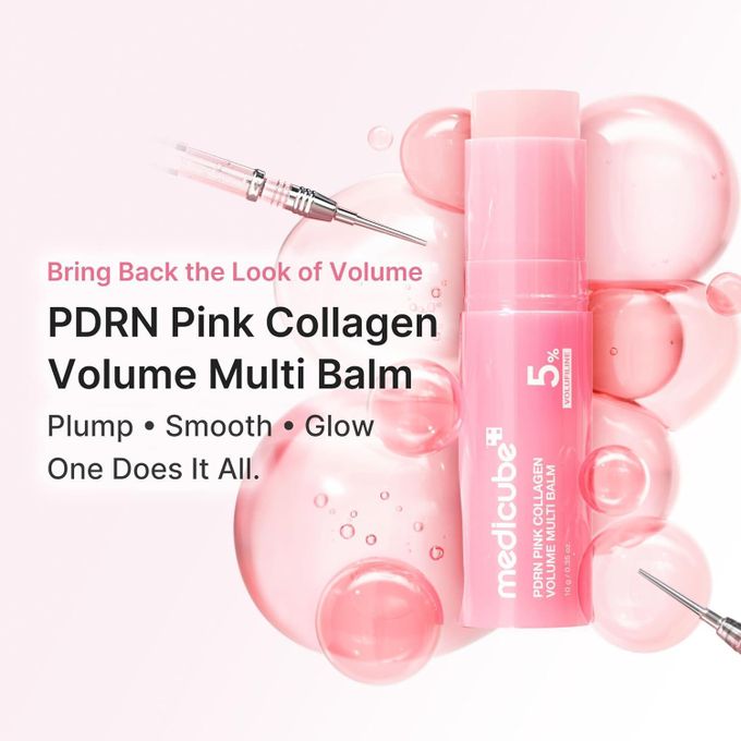Medicube PDRN Pink Collagen Volume Multi Balm Stick for eyes, cheecks, neck, lips. give a youthful glows, hydrates, smooth fine lines, removes dark circles, puffiness, even the skin tone.