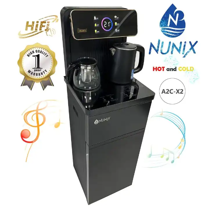 Nunix A2C-X2 Hot and Cold bottom load water dispenser with HiFi system, Bluetooth, FM and USB port coffee maker and music Nunix water dispenser