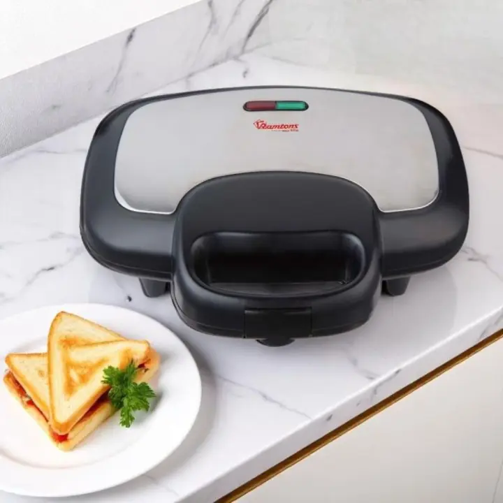 Ramtons RM/478 2 Slice Metal Top Sandwich Toaster - Black & Metal (1YR WRTY) 250W