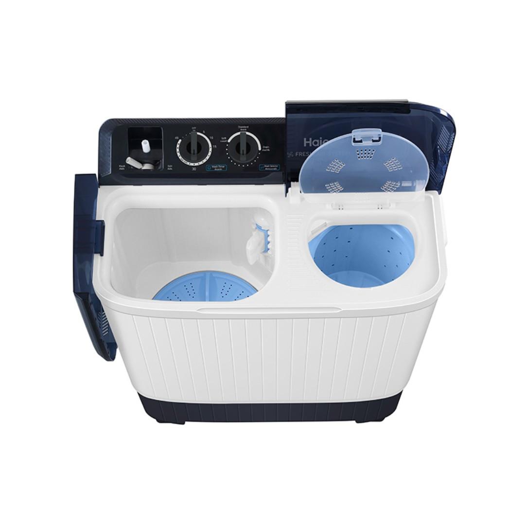 Haier 13kgs top load twins tub semi automatic washing machine with transparent lid Haier 13kg Semi Auto Washing Machine Twin Tub HTW130-M1217