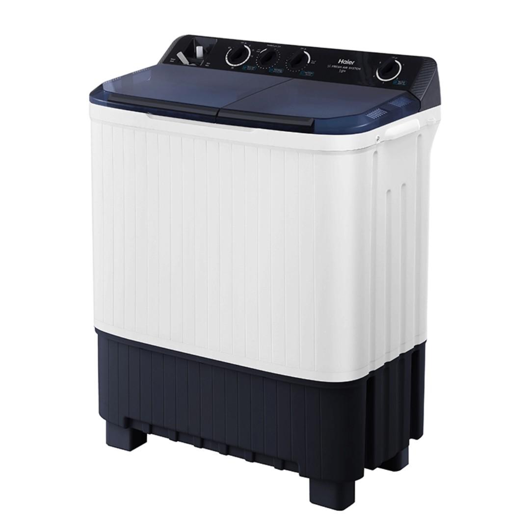 Haier 13kgs top load twins tub semi automatic washing machine with transparent lid Haier 13kg Semi Auto Washing Machine Twin Tub HTW130-M1217