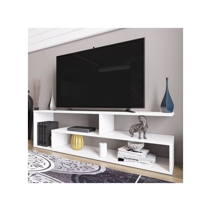 Mexico Modern White TV Stand for Up to 43" TVs - Machine Finishing