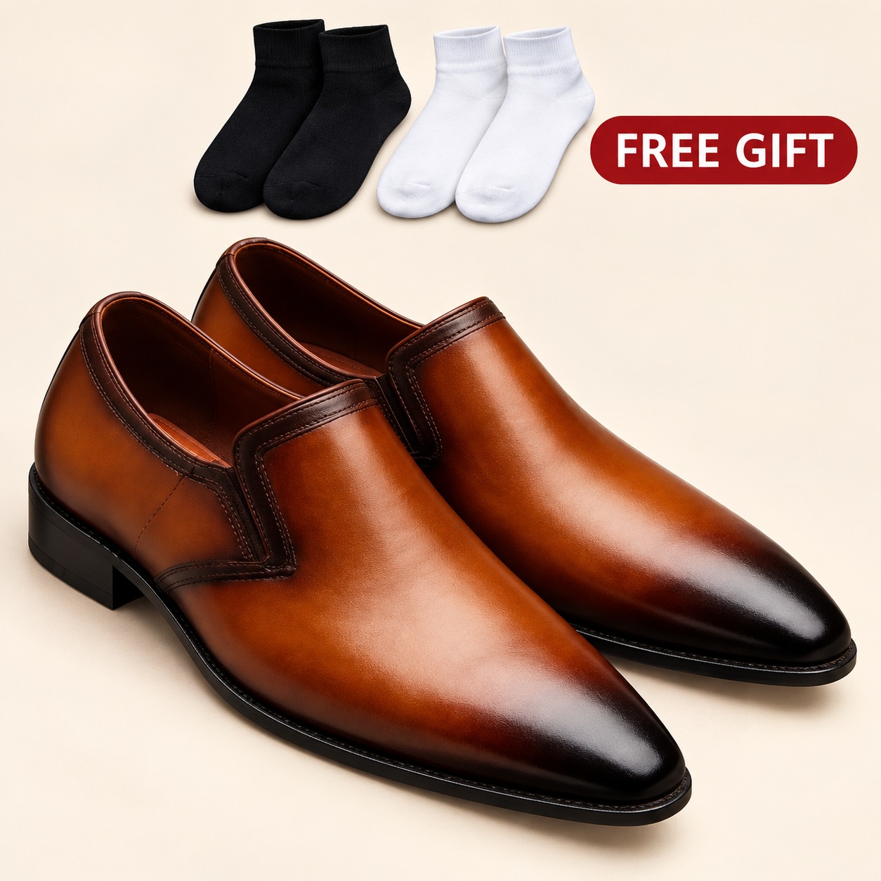 Men Formal Shoes Full leather Leather Brogue Official Shoes Elegant Business Mens Oxford Shoes Brown . FREE Socks Gift Included 🎁