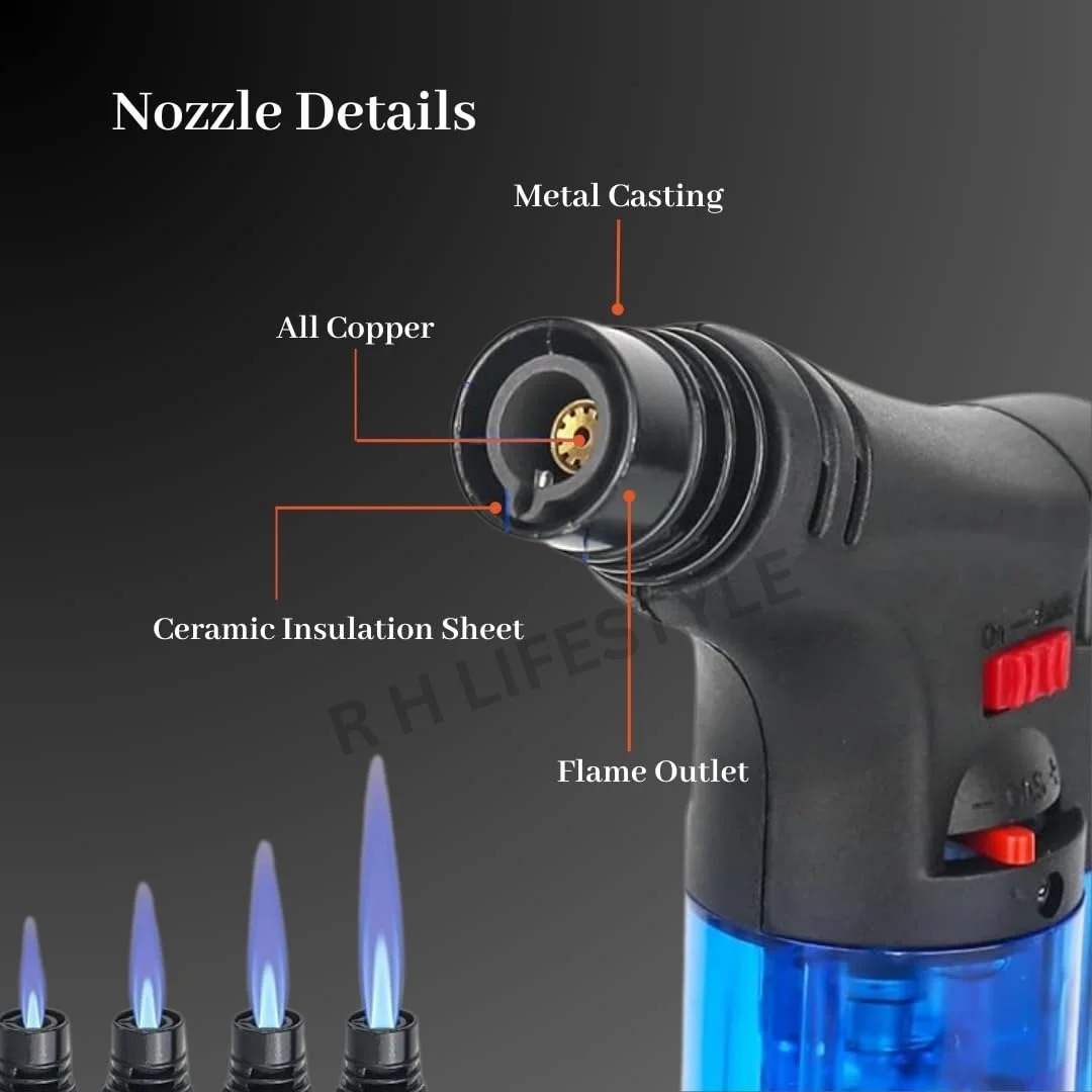 Gun Lighter Blow Torch – Refillable Butane Gas Jet Flame Windproof Torch Lighter for BBQ, Camping & Home Use