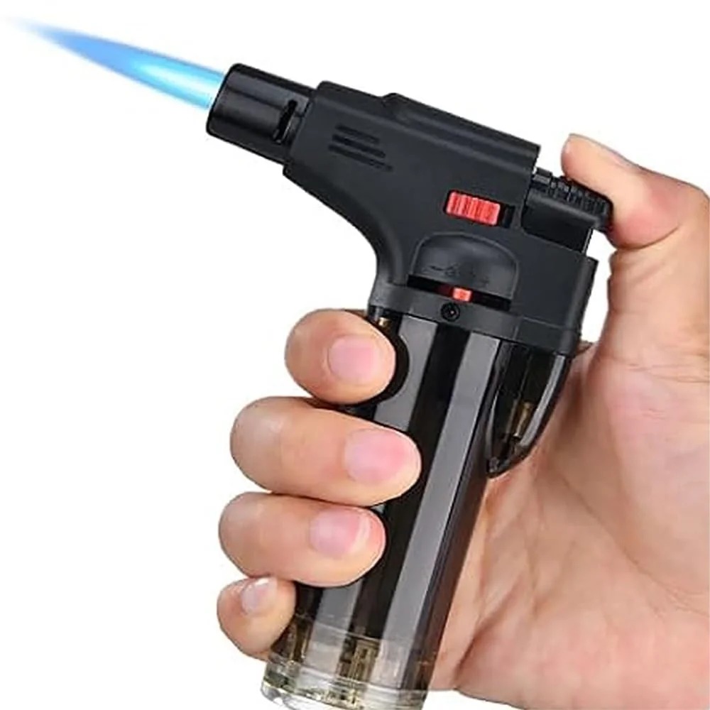 Gun Lighter Blow Torch – Refillable Butane Gas Jet Flame Windproof Torch Lighter for BBQ, Camping & Home Use