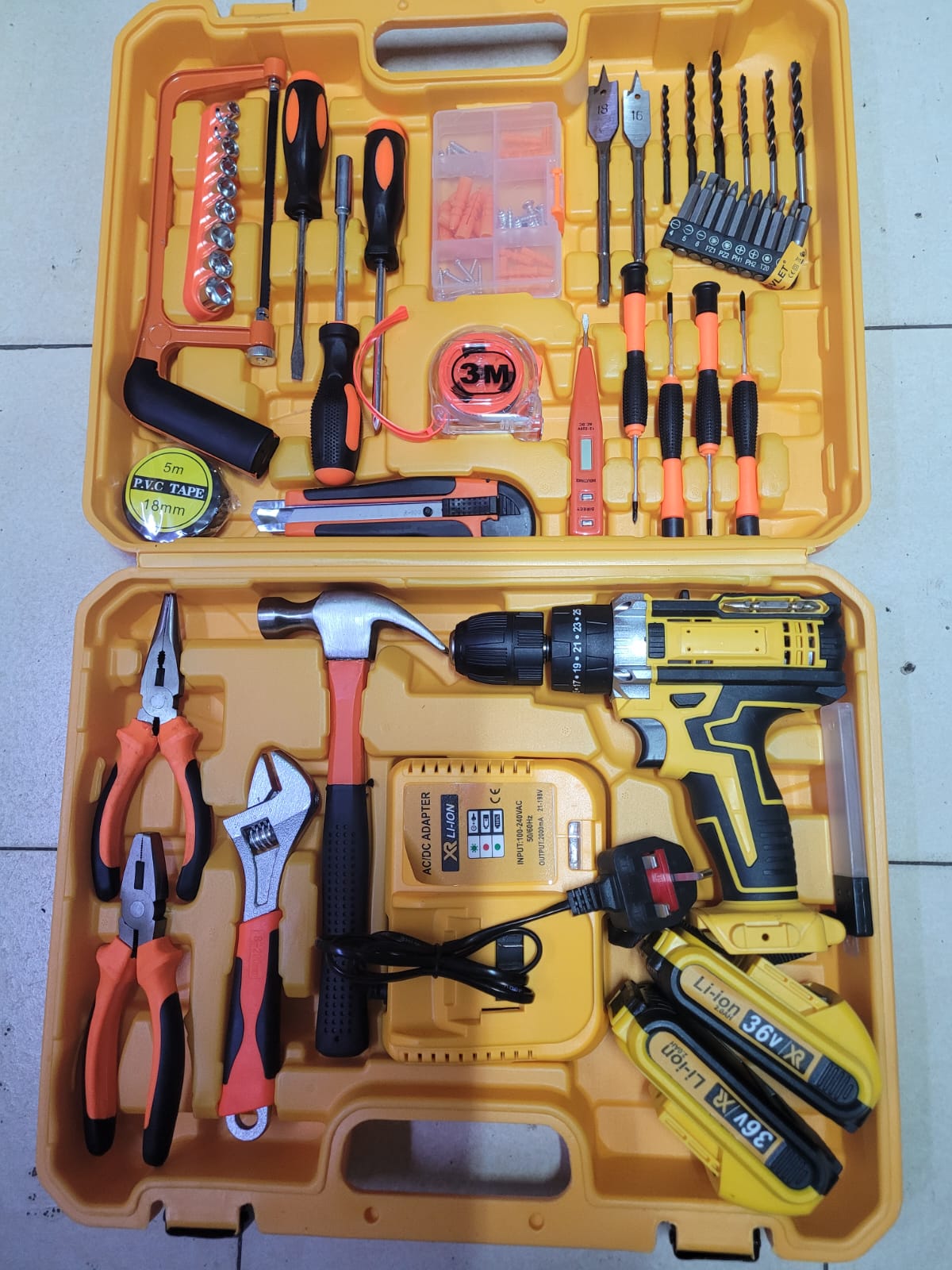 36V Tool Set – Multi-Purpose Cordless Tool Kit for Home Repairs, DIY Projects, Maintenance, Workshop Tasks, Assembly, Drilling & General Household Applications