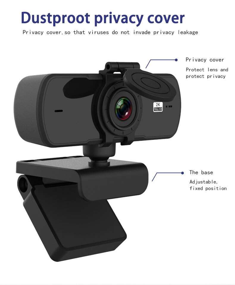 Webcam 1080P Mini Camera 2K Full HD Webcam with Microphone 30fps USB Web Cam for Auto Focus PC Laptop Video Shooting Camera