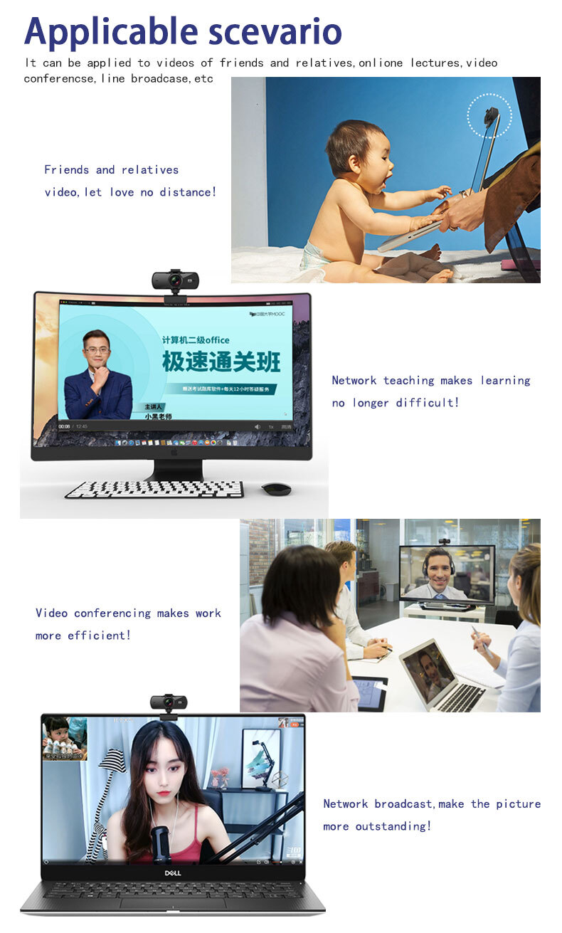 Webcam 1080P Mini Camera 2K Full HD Webcam with Microphone 30fps USB Web Cam for Auto Focus PC Laptop Video Shooting Camera