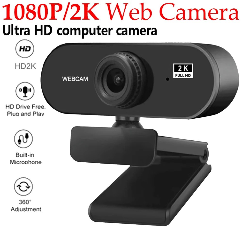 Webcam 1080P Mini Camera 2K Full HD Webcam with Microphone 30fps USB Web Cam for Auto Focus PC Laptop Video Shooting Camera