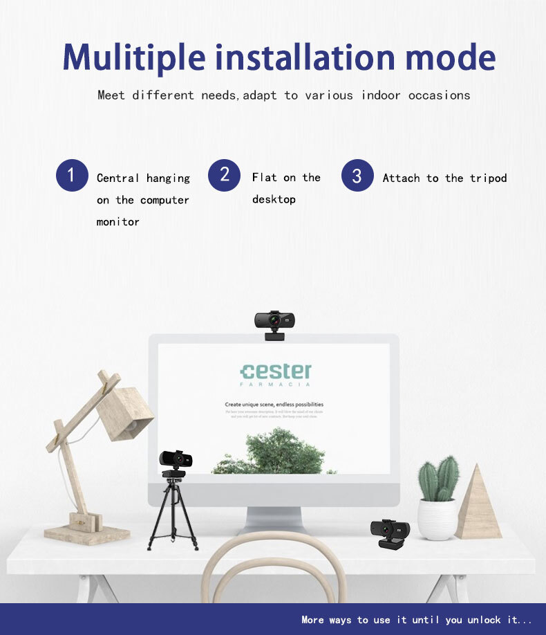 Webcam 1080P Mini Camera 2K Full HD Webcam with Microphone 30fps USB Web Cam for Auto Focus PC Laptop Video Shooting Camera