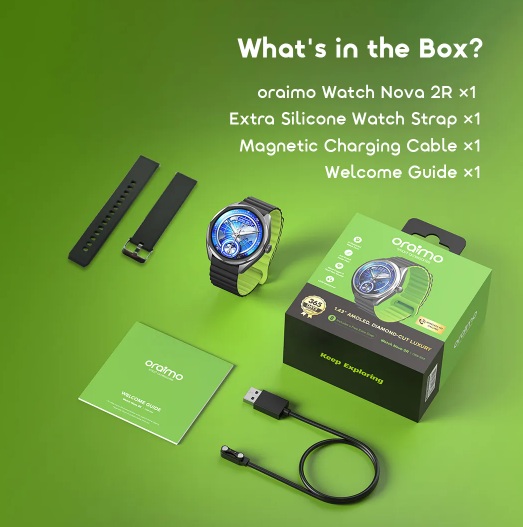 oraimo Watch Nova 2R 1.43" AMOLED 35-Day Standby Smart Watch  Blood Oxygen & Heart Rate Monitor Smartwatch