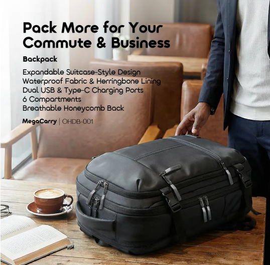 oraimo MegaCarry Expandable Waterproof Business Backpack > Laptop Bags
