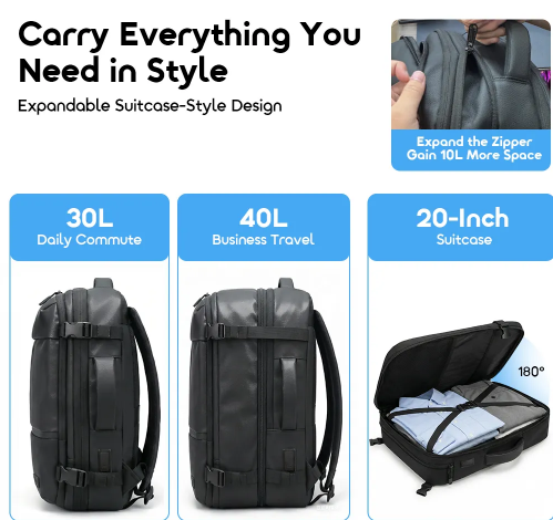 oraimo MegaCarry Expandable Waterproof Business Backpack > Laptop Bags