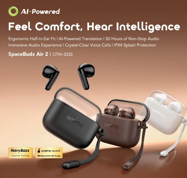 oraimo SpaceBuds Air 2 50H Long Battery Life Earbuds with Smart Translation
