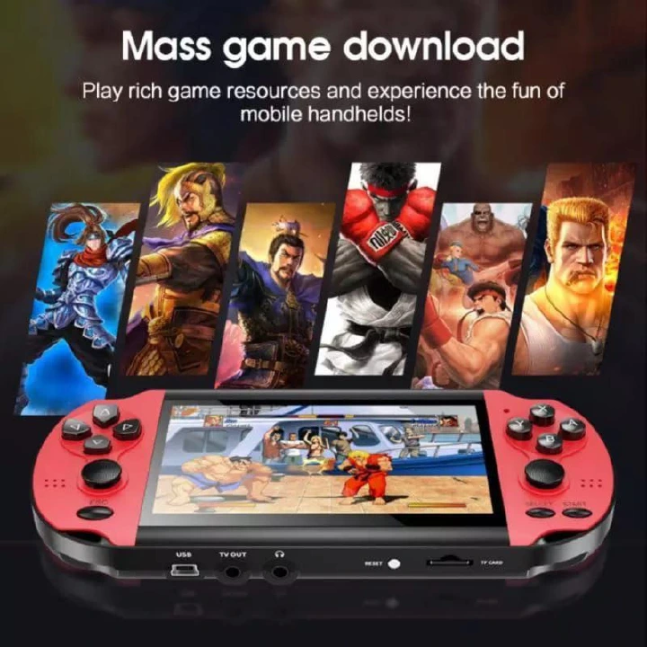 X7 plus handheld game console . 5.1 inch screen, in-built 15,000 games, support TV output, supports music playing,video playing,e-book,stopwatch etc