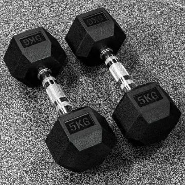 CLEARANCE OFFER 5KG PAIR Hexagonal Dumbbells- Rubber Coated