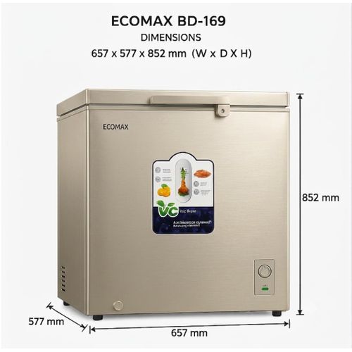 CLEARANCE OFFER Ecomax 169L Chest Freezer, 3 Star Energy Saving Deep Freezer with Free Fridge Guard -