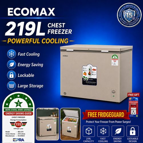 CLEARANCE OFFER Ecomax 219L Large Chest Freezer, 3 Star Energy Saving Deep Freezer for Home & Business -