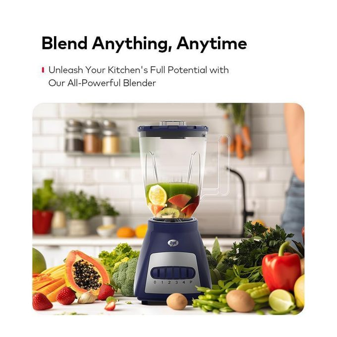Itel Blender M1S 1.8L Multifunctional Kitchen Blender 500W With Grinding Cup, 6 Stainless Steel Blades, High Speed Smoothie Maker, Juice Mixer, Food Processor For Home Use