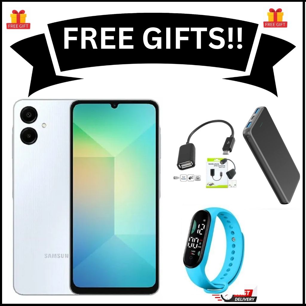[New Arrival] Samsung Galaxy A06 64GB +4GB RAM 50MP Camera +8MP 6.7" 90Hz MTK Helio G85 (12nm) 5000mAh BATTERY 25W Type-C Charge Android 14 Smart Phones Side Fingerprint Unlock SMARTPHONE+FREE GIFTS